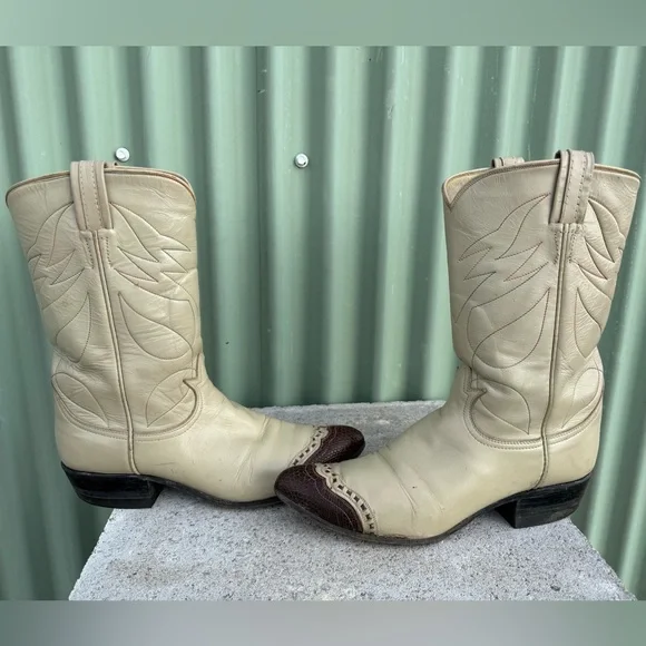 Tony Lama vintage snake skin and leather boots sz 8.5 - Picture 6 of 16